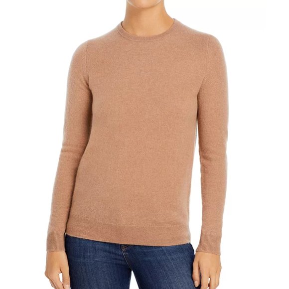 C by Bloomingdale's Cashmere Crewneck Cashmere Sweater-2-ply 100% cashmere-Camel - Picture 1 of 4